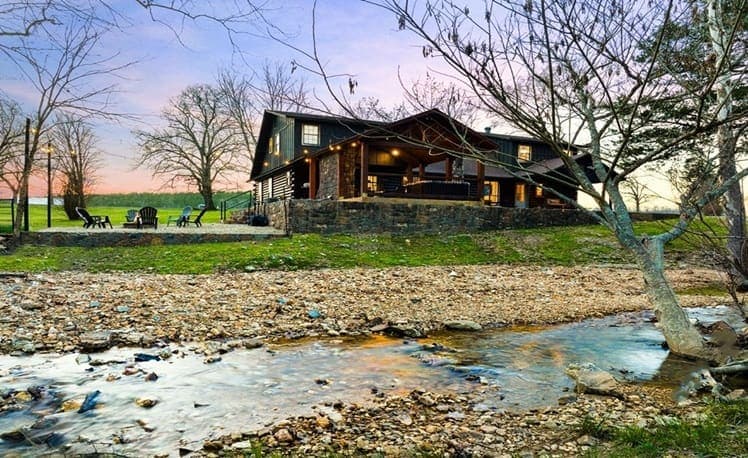 Looking across the private creek toward Creekside Ranch in Pine Hills West, Broken Bow, OK